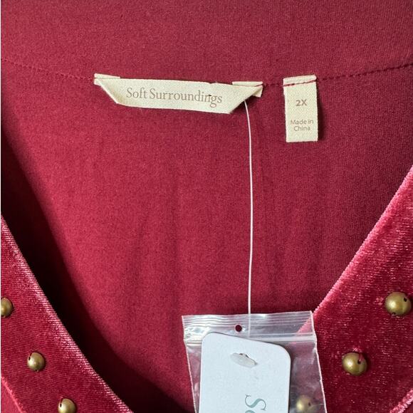 NWT Soft Surroundings Plus 2X Adornment Top in Cabernet Velvet 2FN17 - Picture 4 of 10